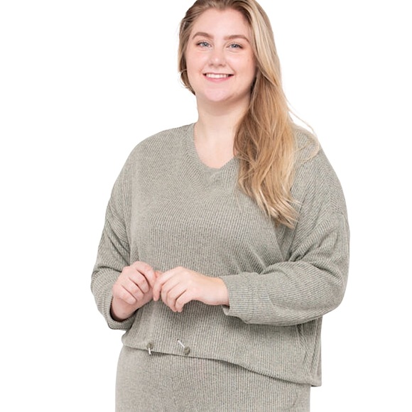 🎄🎁Ribbed Dolman Sleeve Loungewear Set - Picture 11 of 13